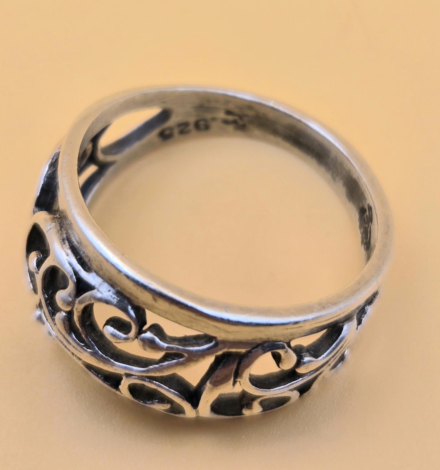 Vintage Sterling Silver Signed Premier Designs Open Filigree Ring Size 7