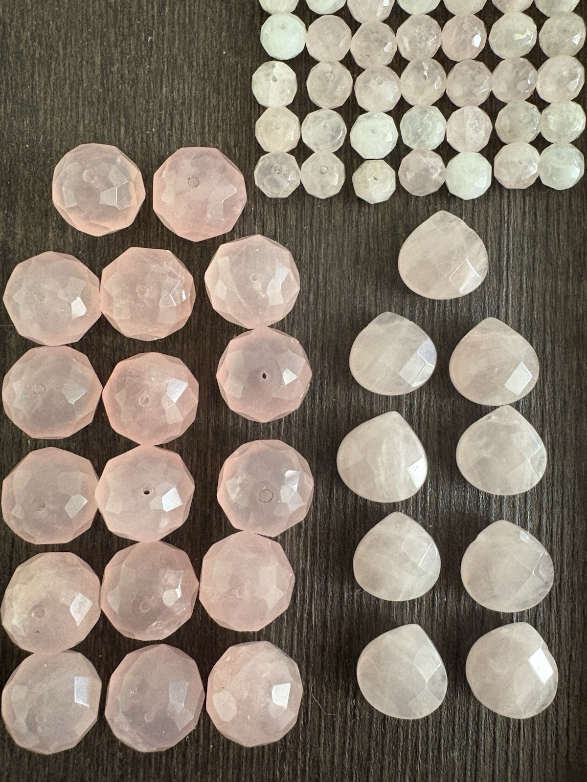 LOT Of Rose Quartz Heartshape Roundelle Stones Beads Read Info