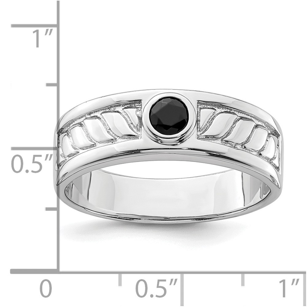 925 Sterling Silver Rhodium-plated Onyx Ring Size 10 for Men’s