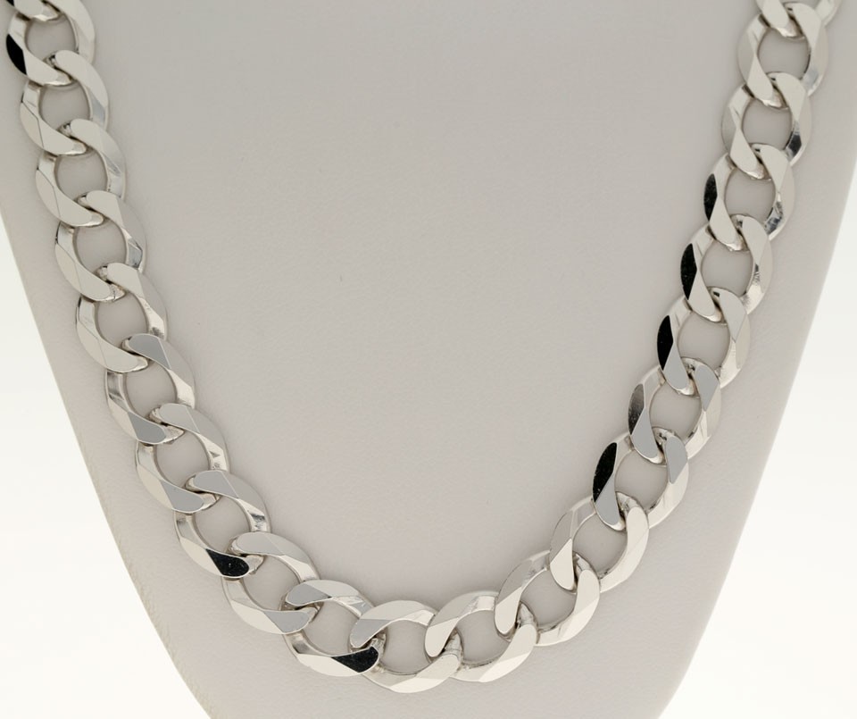2.3 Ounce 10.6MM SOLID Sterling Silver Flat Curb Link Chain Necklace 26” Long