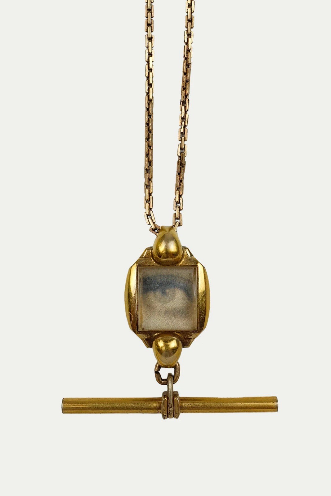 Rolled Gold “Watchful Eye” Pendant With T-Bar On Gold Filled Chains – Reworked