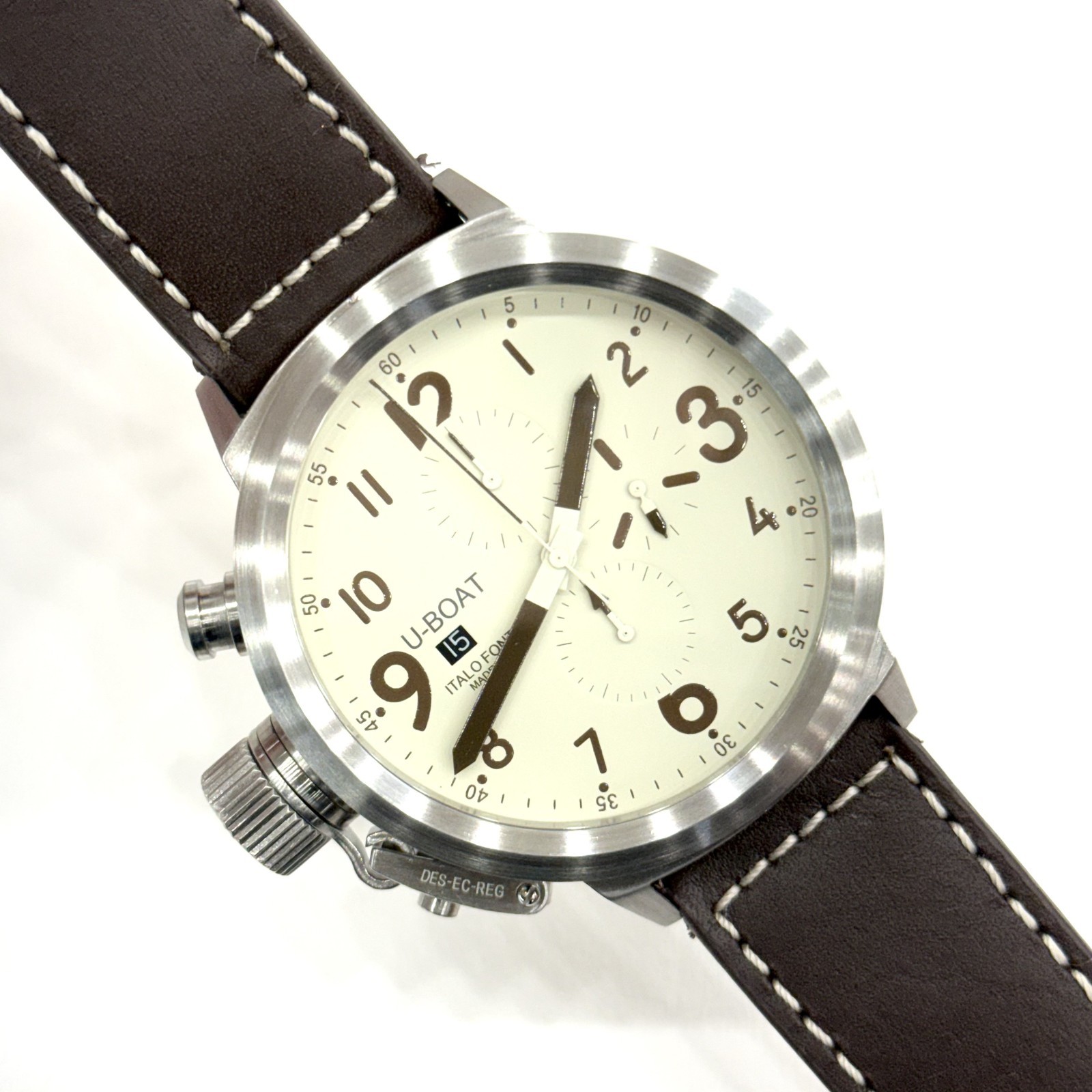 U-BOAT Watch U-7750/50 Chrono 50 mm Steel Leather Auto Men’s Serviced Box