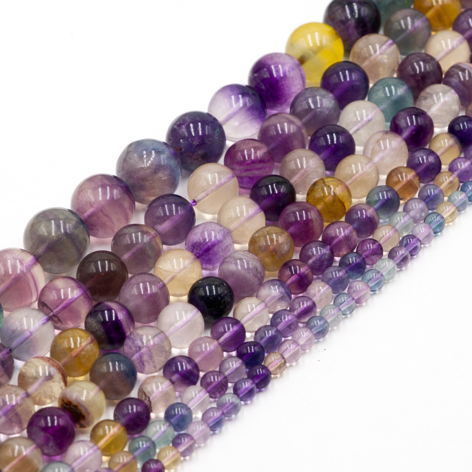 Natural Rainbow Fluorite Smooth Round Beads 4mm 5mm 6mm 7mm 8mm 10mm 15.5″Strand