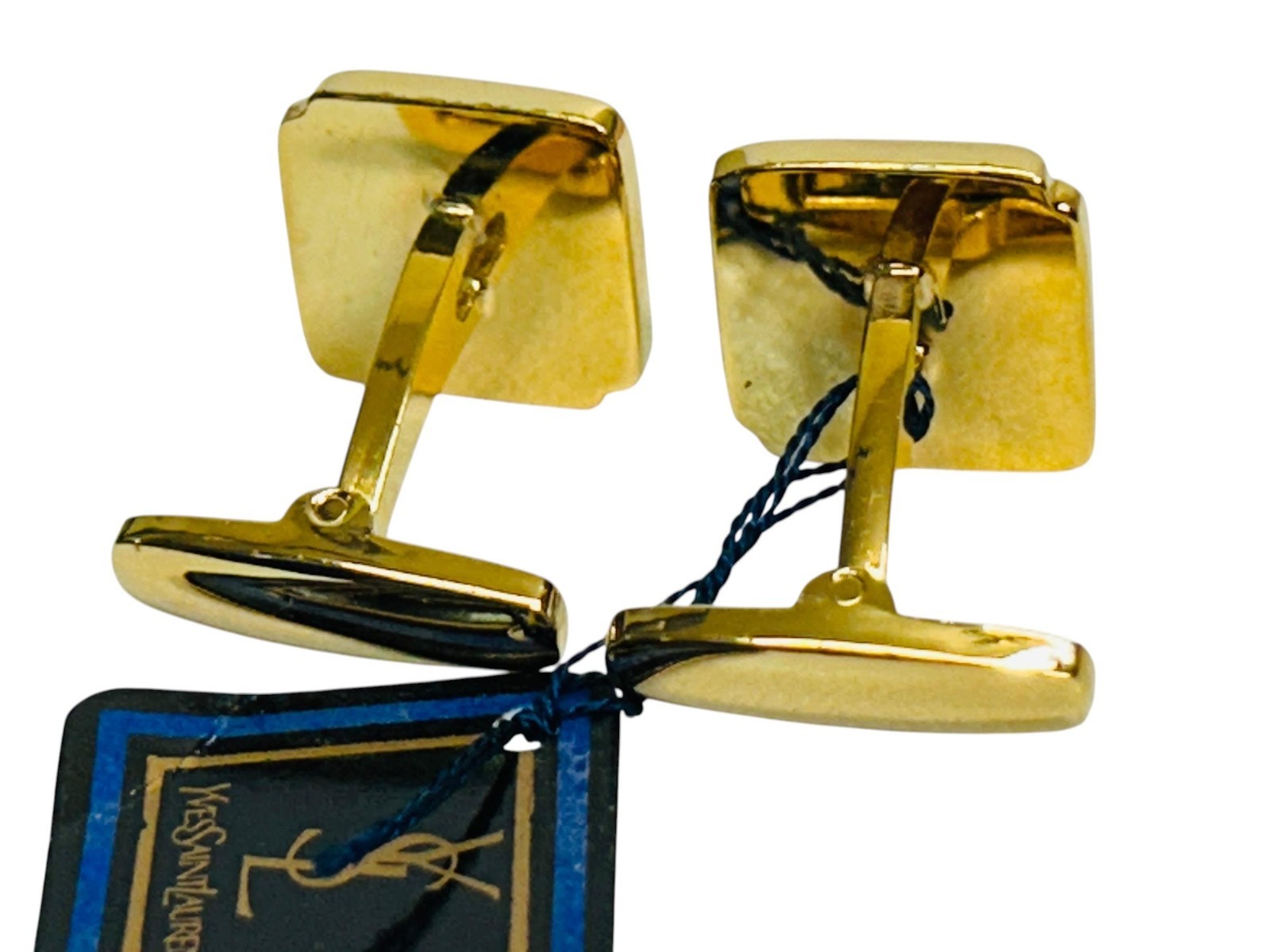 Vintage YSL Gradient Blue Cufflinks Yves Saint Laurent Cassandre Logo