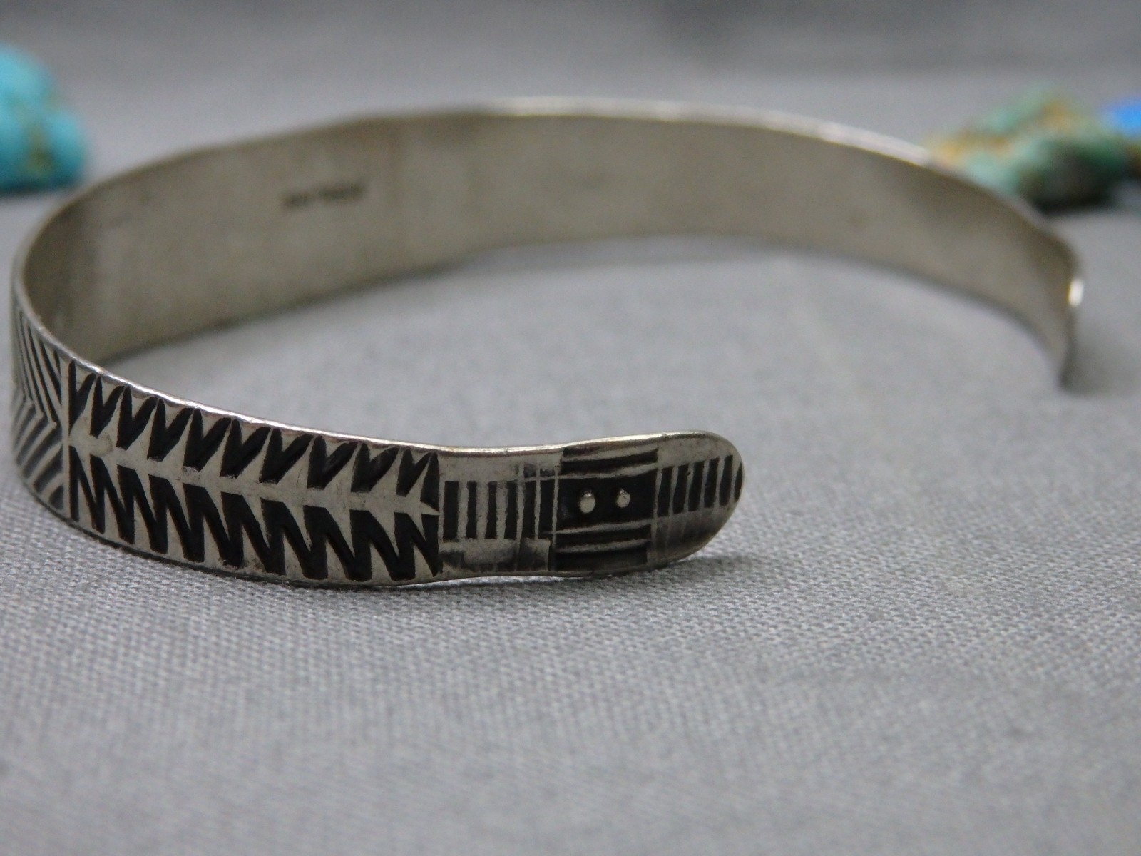 Fred Harvey Era NAVAJO Natural NEVADA TURQUOISE Sterling Silver Cuff Bracelet