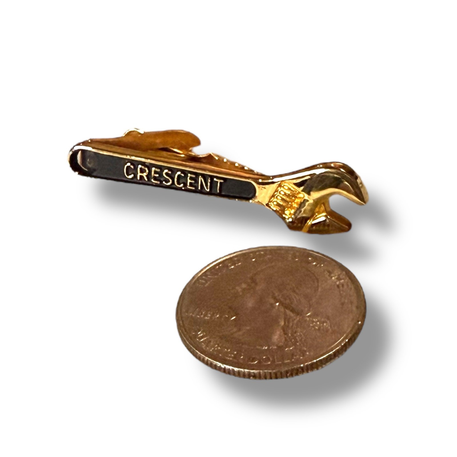 Vintage Kinney Co. Tie Clip Mens Crescent Gold Tone Crescent Wrench