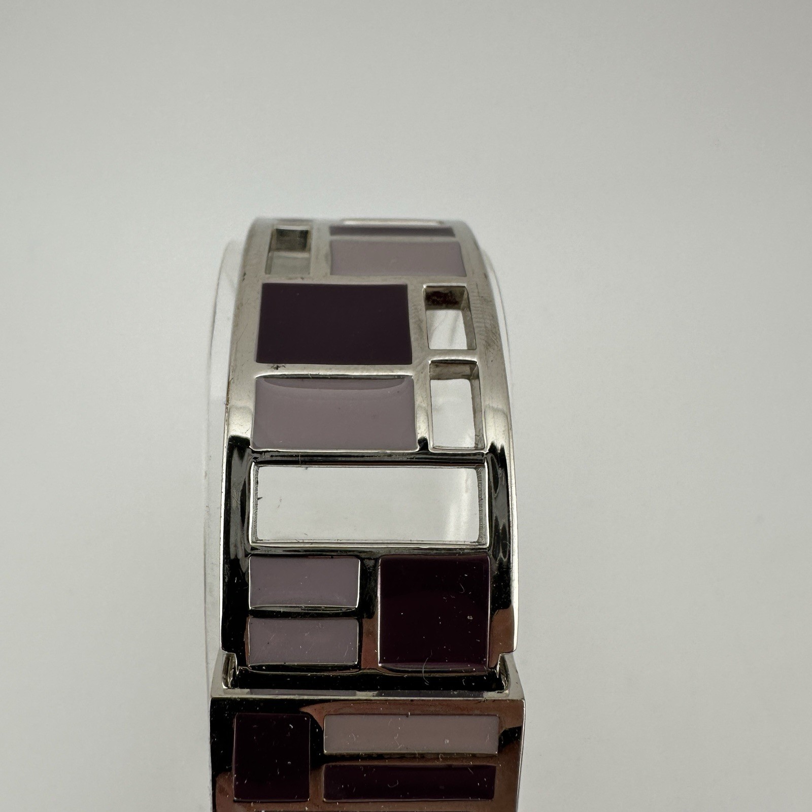 Avon Shades of Violet Silver Tone Cuff Watch with Purple Shades, Has New Battery
