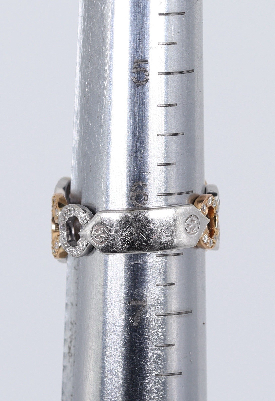 Estate Charriol Pave Set Diamond Band 11.8MM 18k White & Rose Gold. Size 6.5