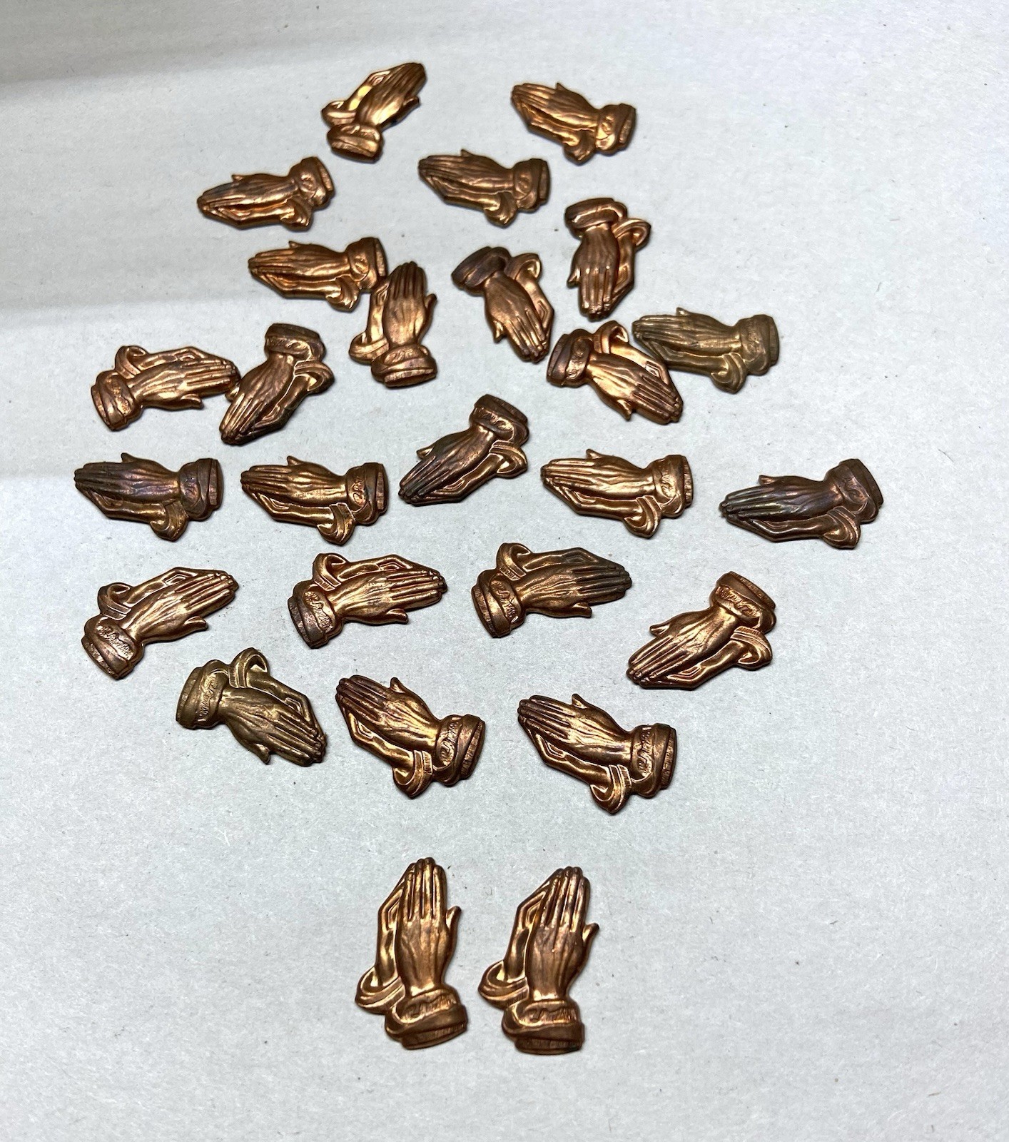 26 pcs. Raw Brass Stamping Finding- Praying Hands shape