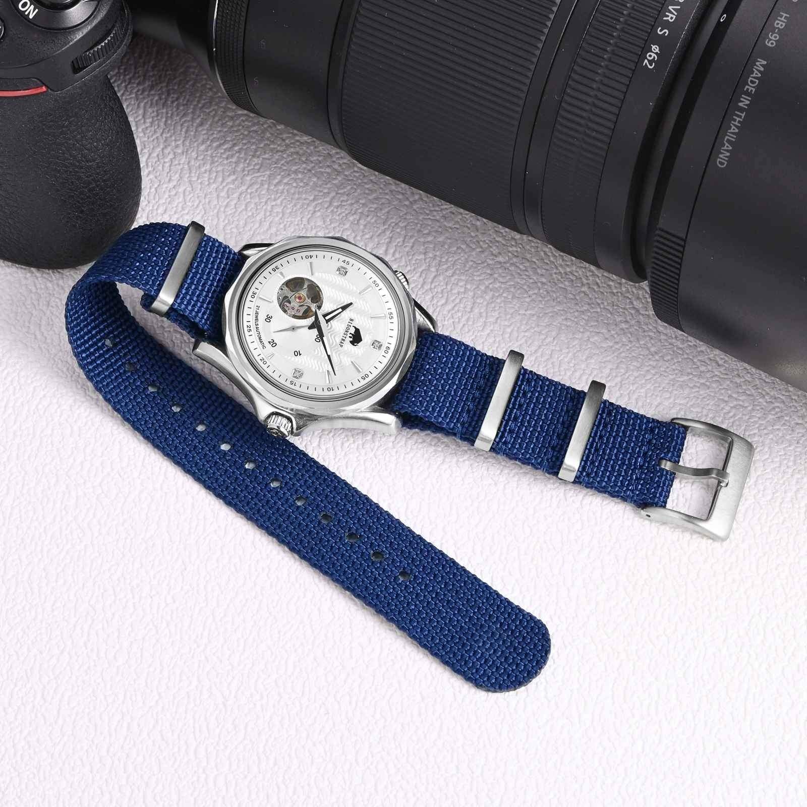 BISONSTRAP Nylon Watch Band One Pieces Watch Strap 18mm 20mm 22mm Breatheble