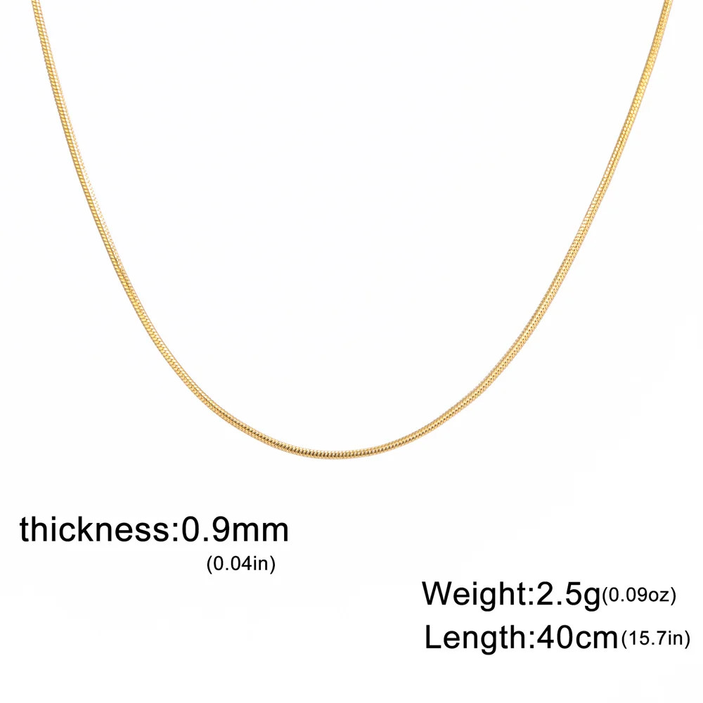 Snake Chain Necklace Stainless Steel 0.9mm 1.2mm 2mm 40-60cm Women Jewelry