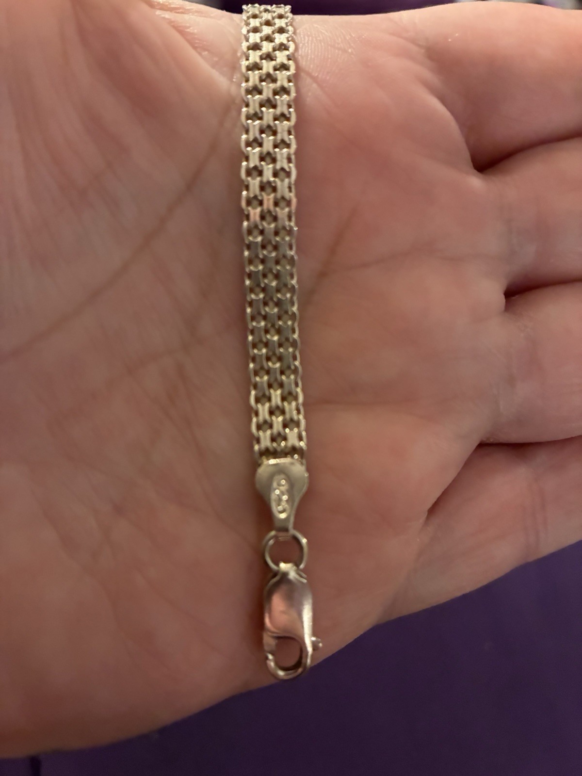 Sterling Silver Mesh Chain Bracelet, Lobster Clasp Closure, No Stone 7 inch