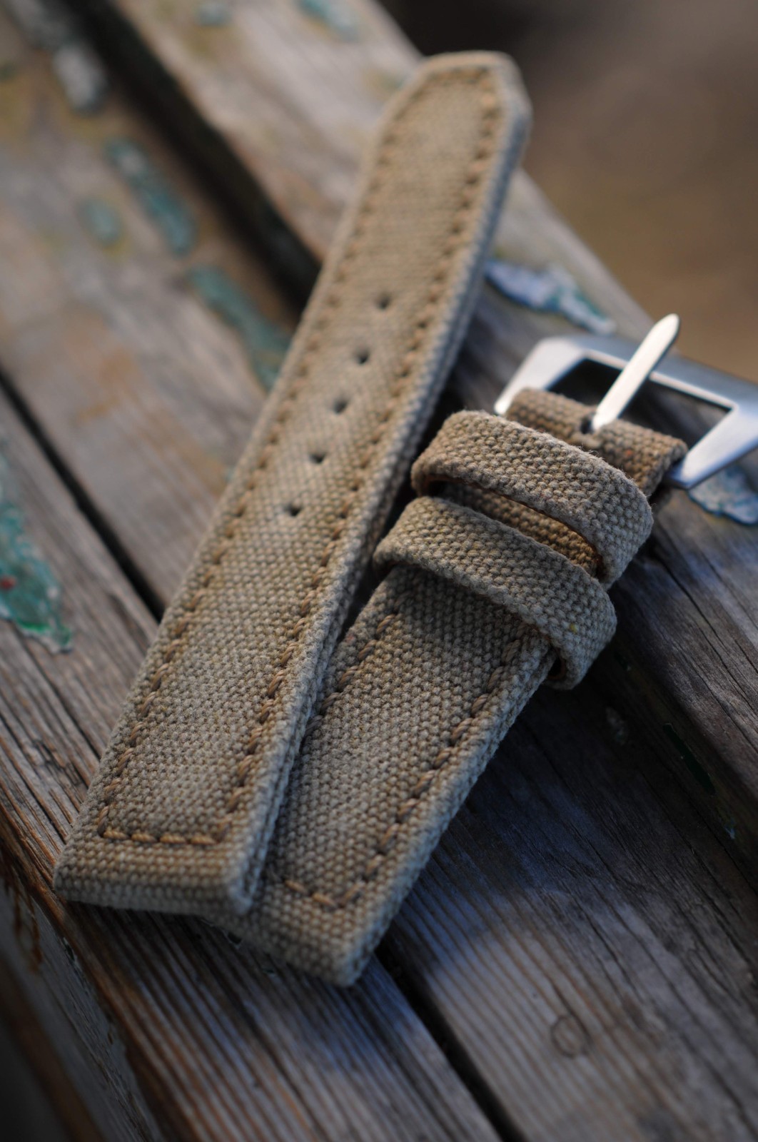 24 mm Sandy Beige rugged handcrafted canvas watch strap *Ready-Made *US-DutyPaid