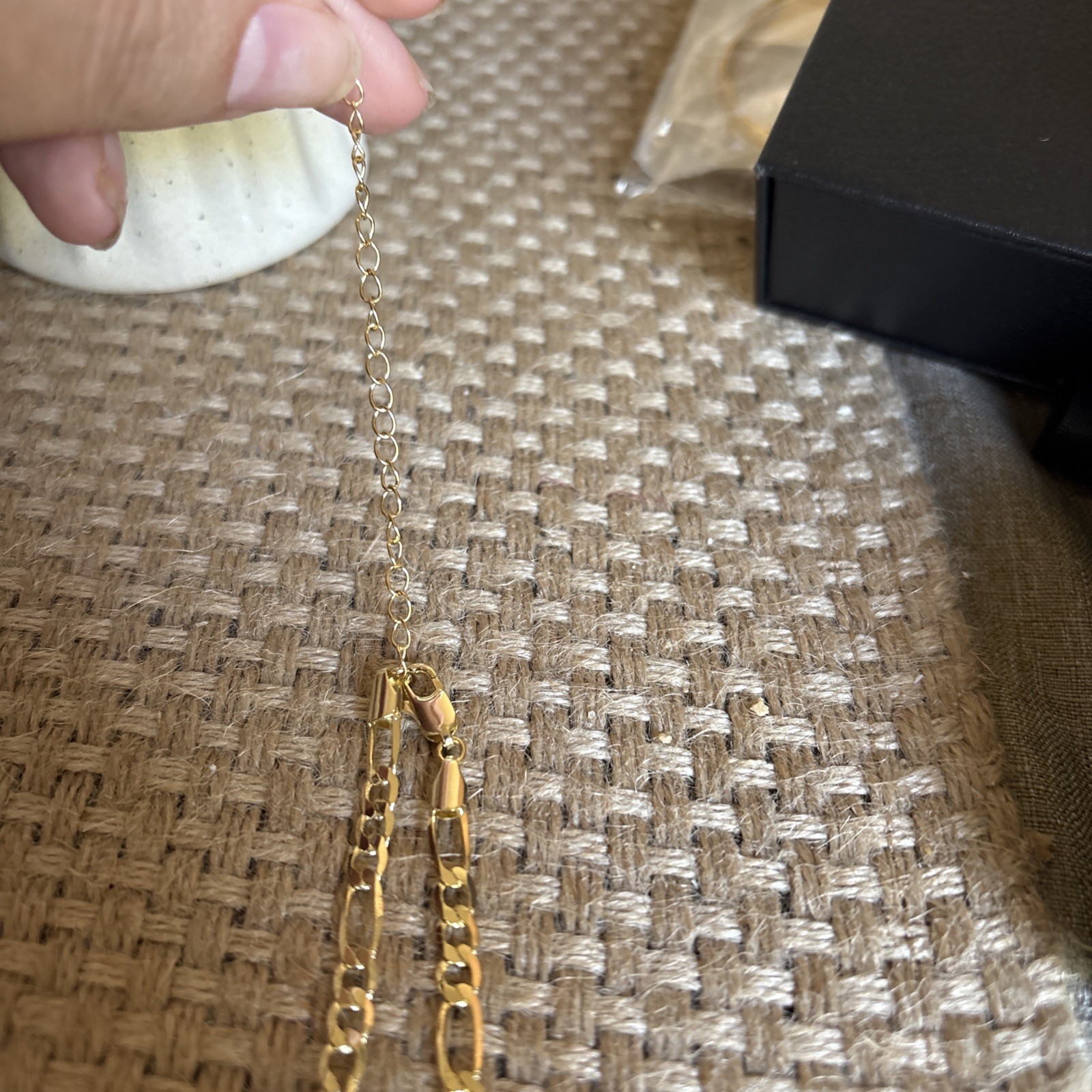 pavoi necklace 14k Gold Plated Curb Paperclip Box Chain. 16” With 3” Extender