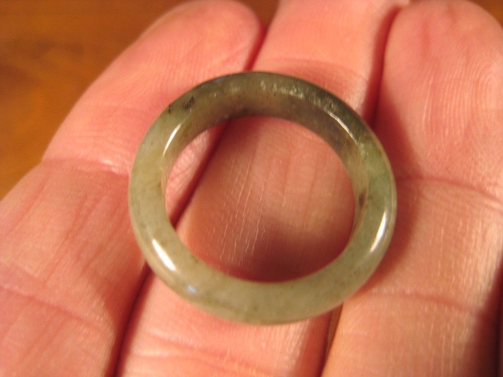 Natural Grade A Jadeite Jade ring stone mineral carving Size 6.5 US A705