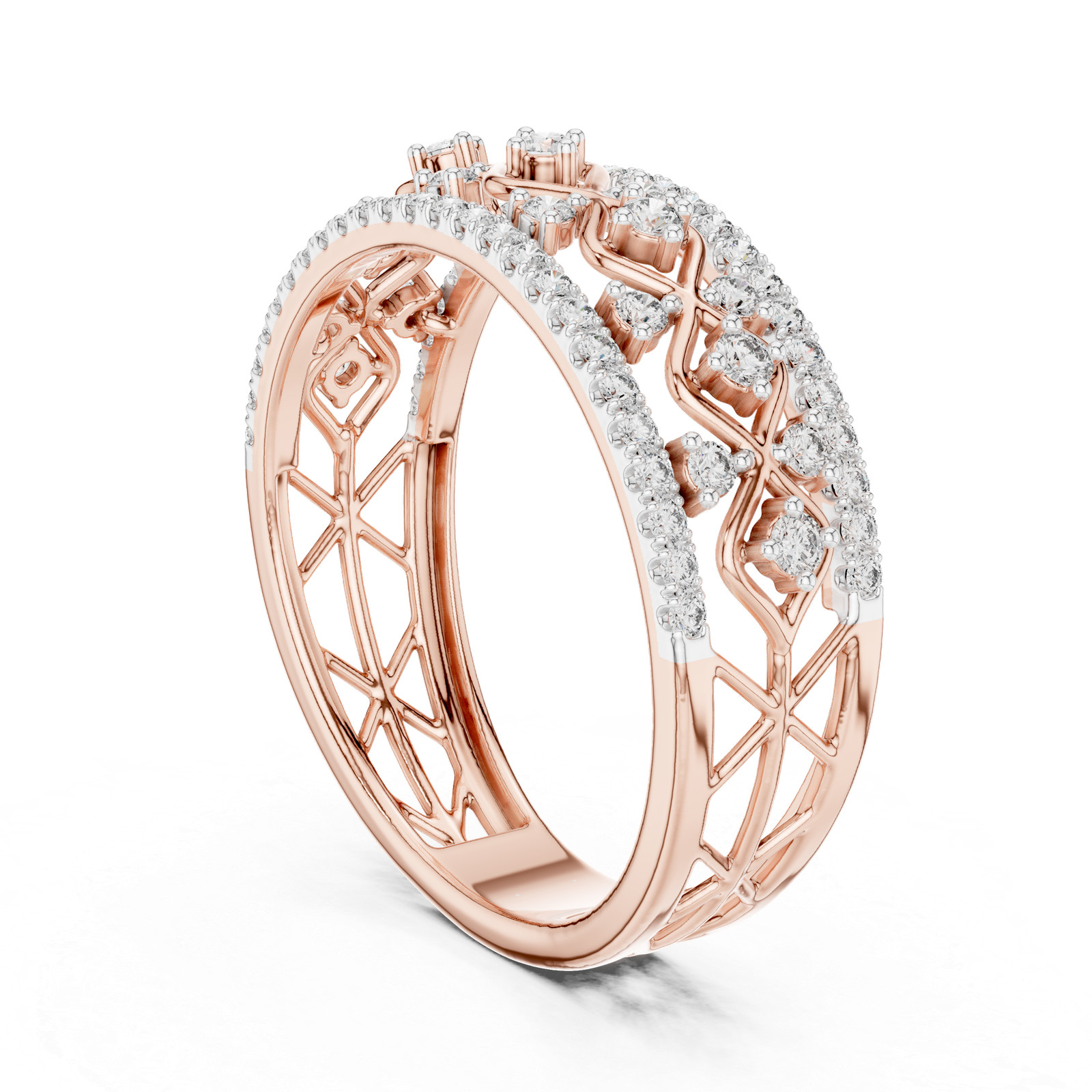 Natural Certified Diamond Prong Set Half Eternity Wedding Ring 14k Gold Over