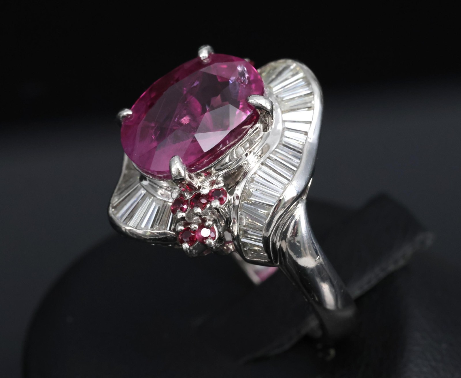 Rare 7.69ct GIA Pink Sapphire 1.02ct Diamond & Ruby Platinum Ring Size 7