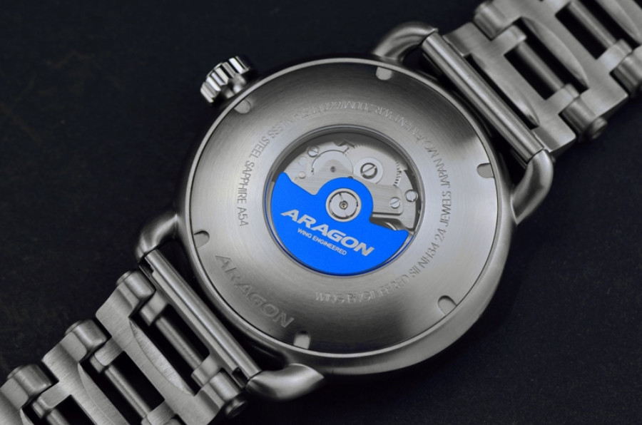 NEW! ARAGON Millipede SunRay Blue Dial GMT Automatic Mnmt Watch 24 HR Dial 44mm
