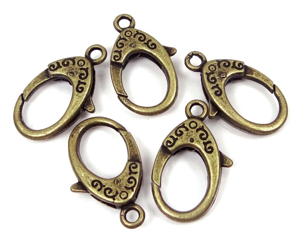 4 X- Large Antique Bronze Pewter Lobster Claw Clasps 31x18mm