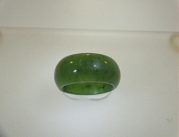 9-10MM NATURAL LIGHT-MEDIUM SOLID CANADIAN NEPHRITE JADE WIDE BAND DOMED RING