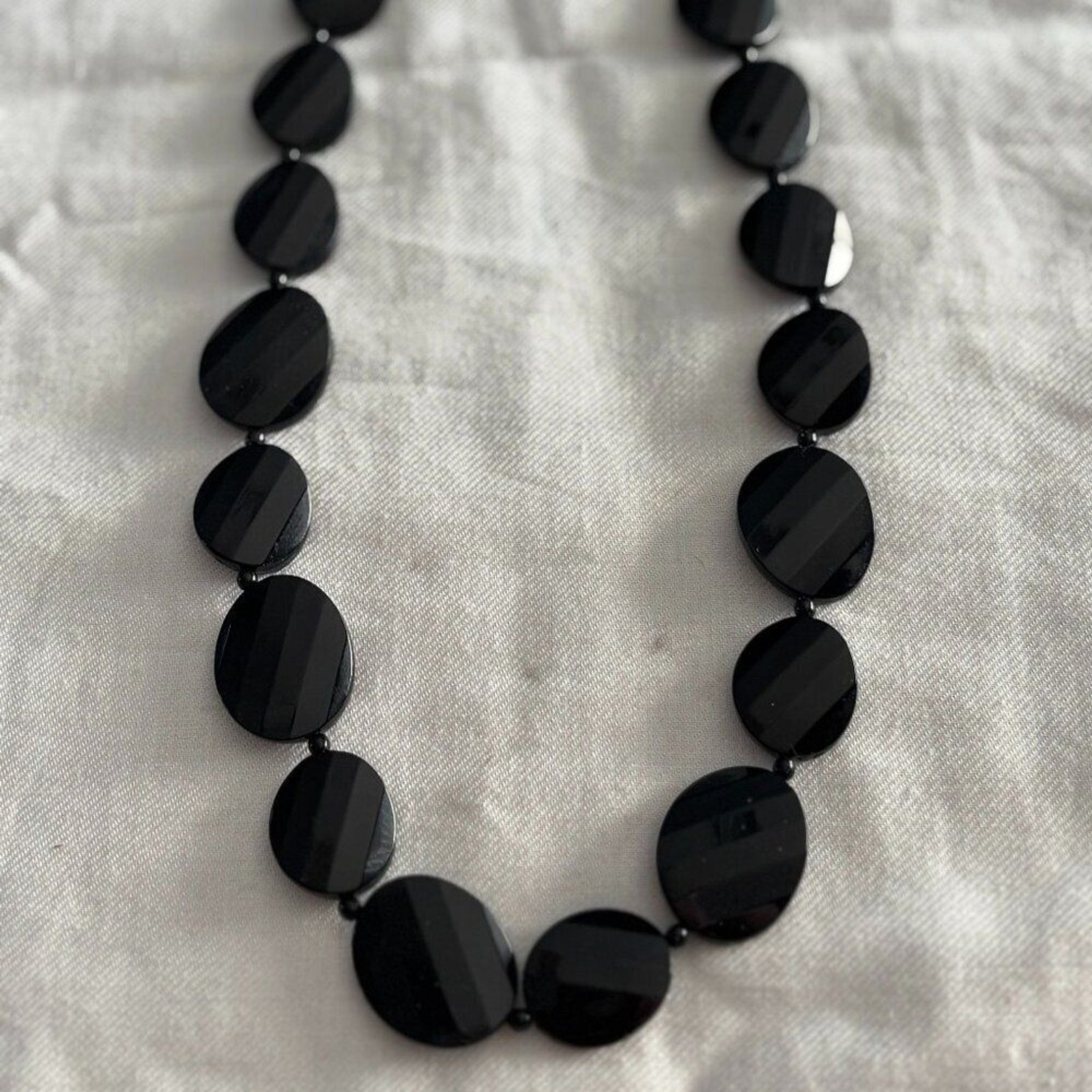 Liz & Co Black Faceted Resin Bead Statement Necklace Gunmetal Chain