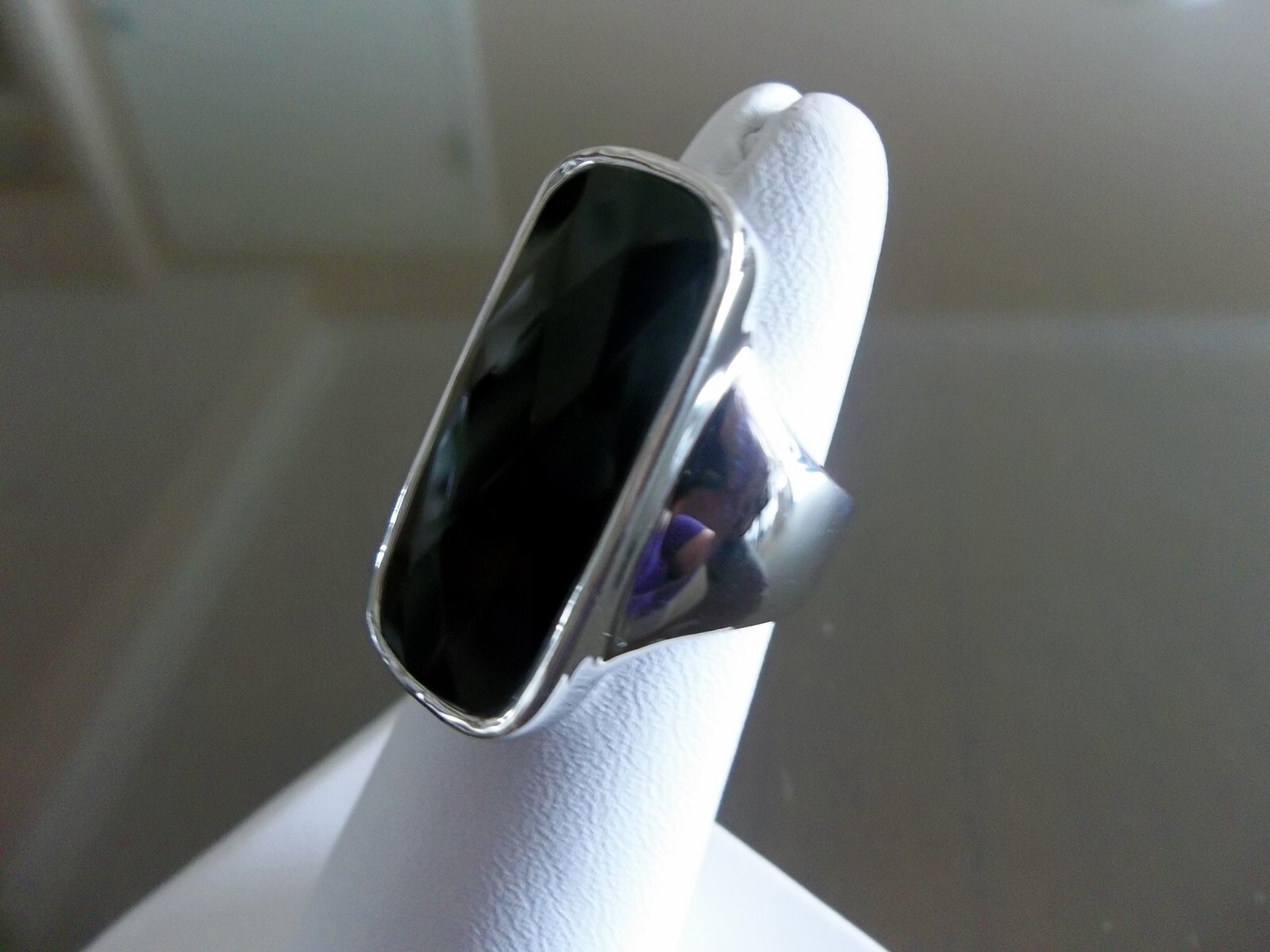 Park Lane JET BLACK RING – Rhodium silver w/ Sparkling JET CZ – Size 9 – NEW