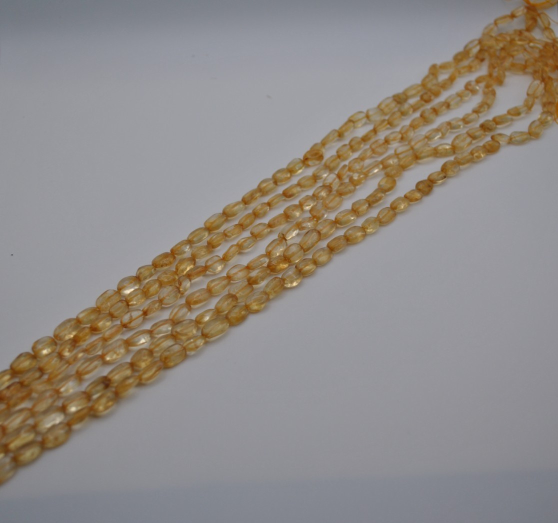 Citrine Oval Gemstone Strand with Smooth Stones (No Clasp)