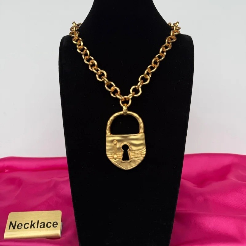 retro lock chain hole Style Necklace. With Box and dust bag.