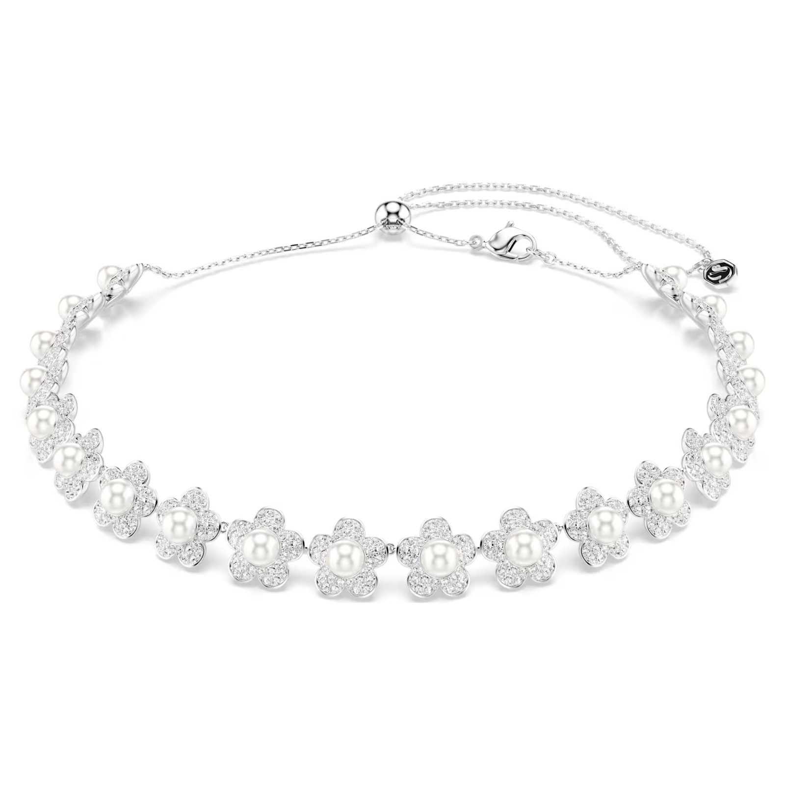 Swarovski Ariana Grande Flower Pearl Choker White Rhodium Free Ship
