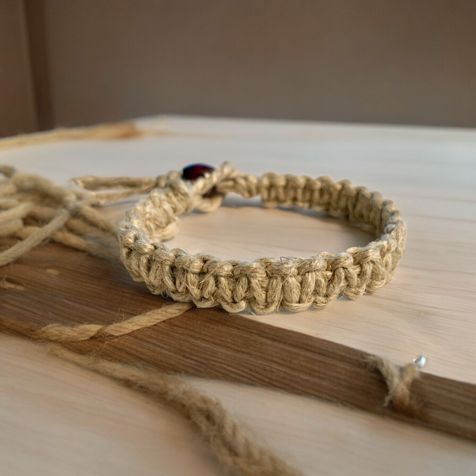 Surfer Hemp Bracelet Phatty Flat Thick Natural