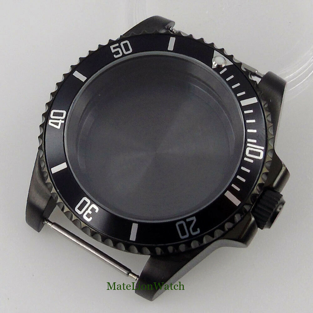 For NH35/NH36 Miyota8215 ETA2836 40mm Sapphire Watch Case Silver/Black Aluminum