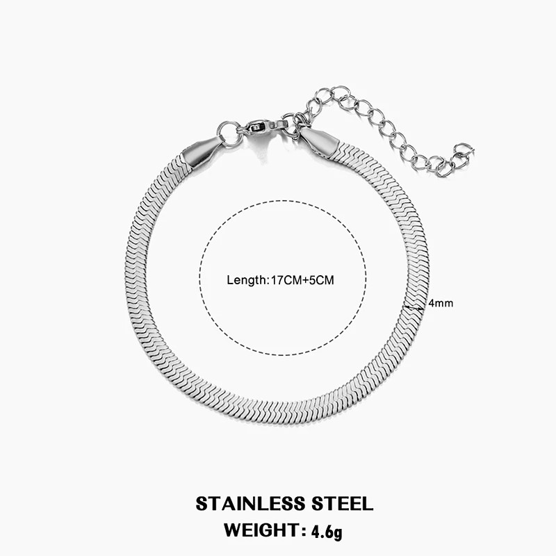 Hot Classic Unisex Flat Snake Chain Choker Necklace for Women Stainless Steel He