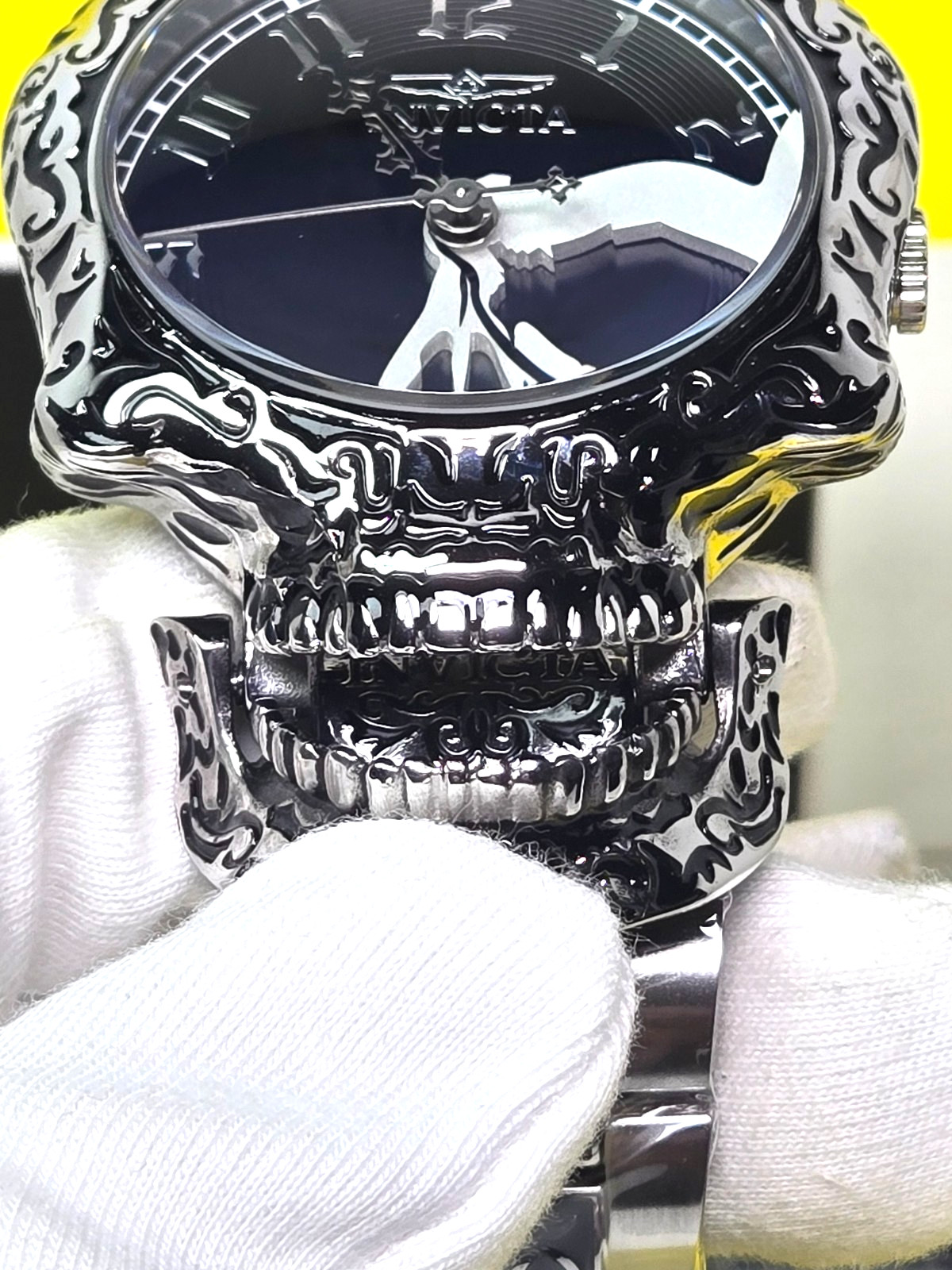 Invicta Artist Skull Automatic Mens Watch 50.5mm Skeletonized Steel & Black NEW