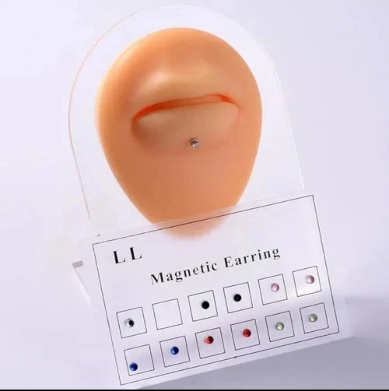 12PCS Magnetic Crystal Stud Earrings Stainless Steel Non Piercing Nose Lip 3mm