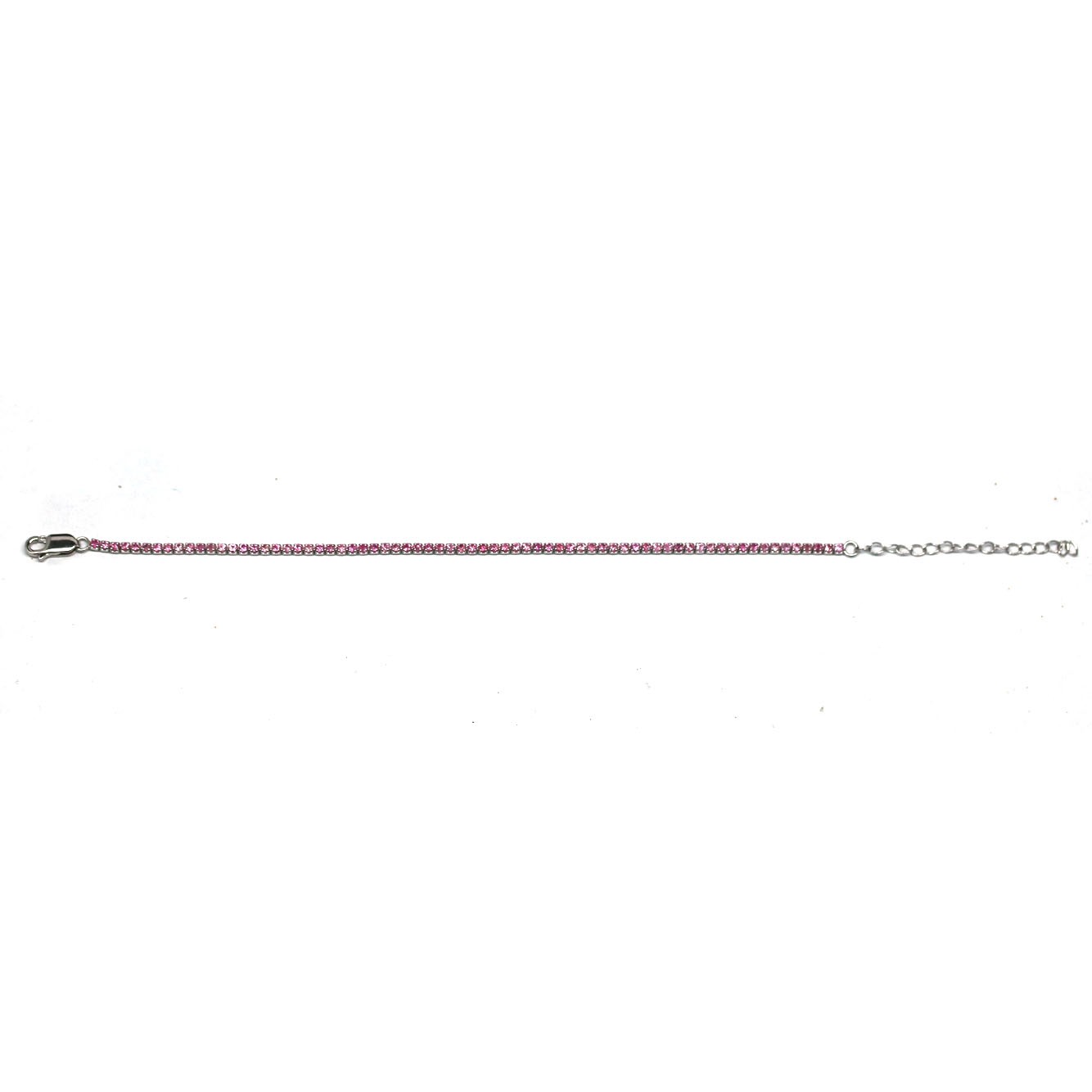 Pink Sapphire Bracelet 9.0 In. 925 Sterling Silver White Gold Plated Handmade