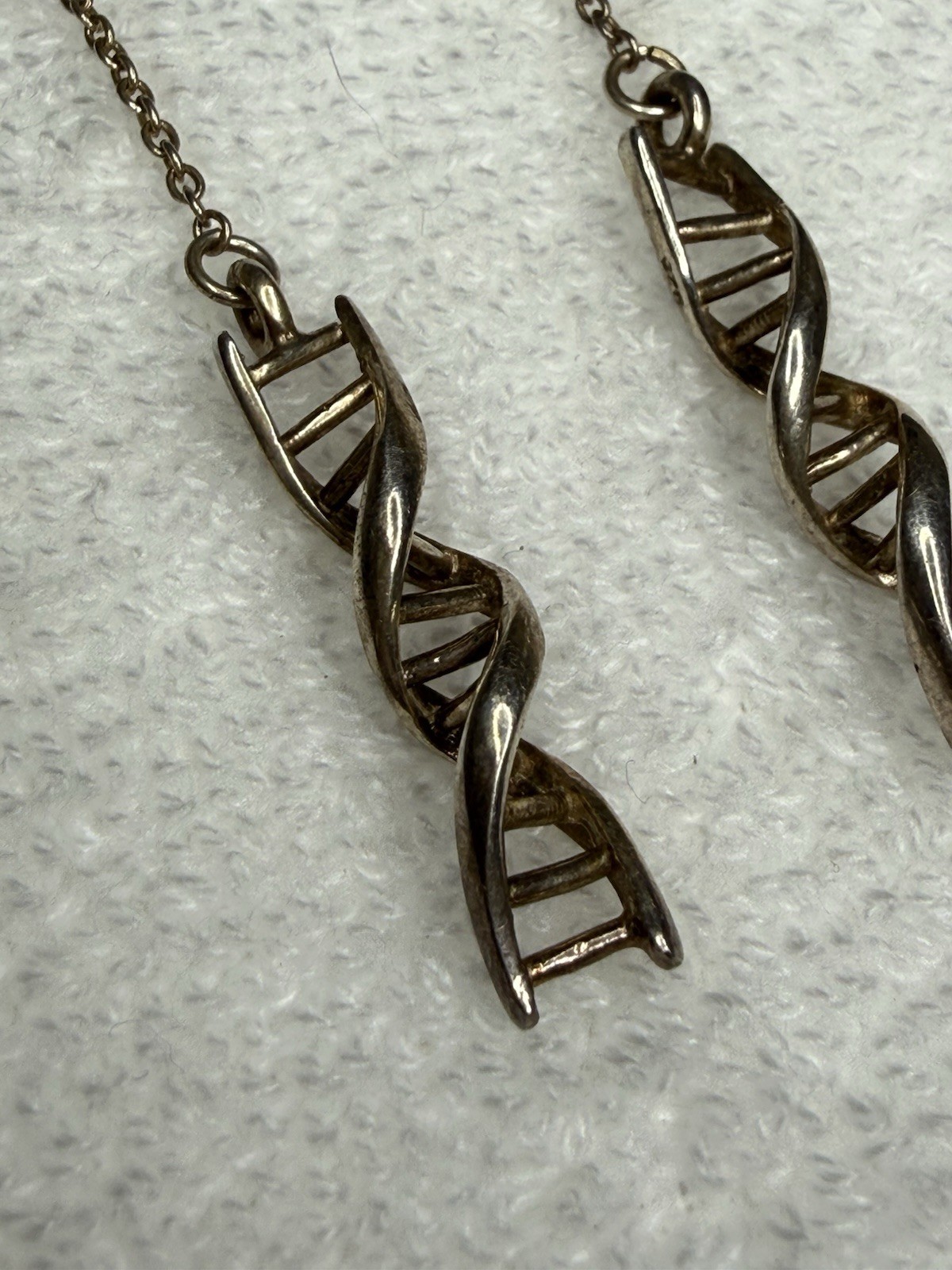 Sterling Silver 925 Double Helix DNA Drop Dangle Earrings