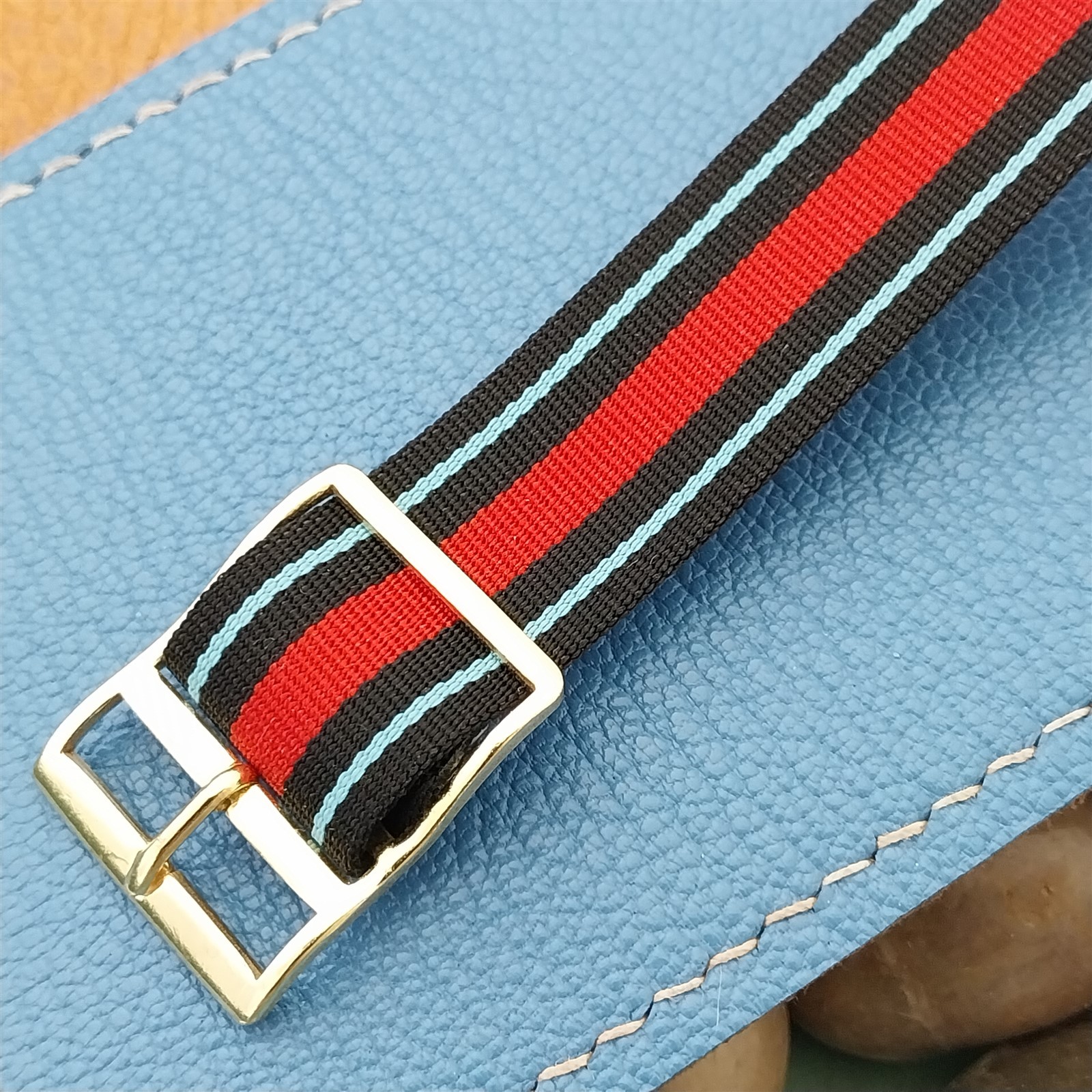 Vintage 18mm Striped Perlon 1960s-1970s Classic One-Piece Unused nos Watch Band