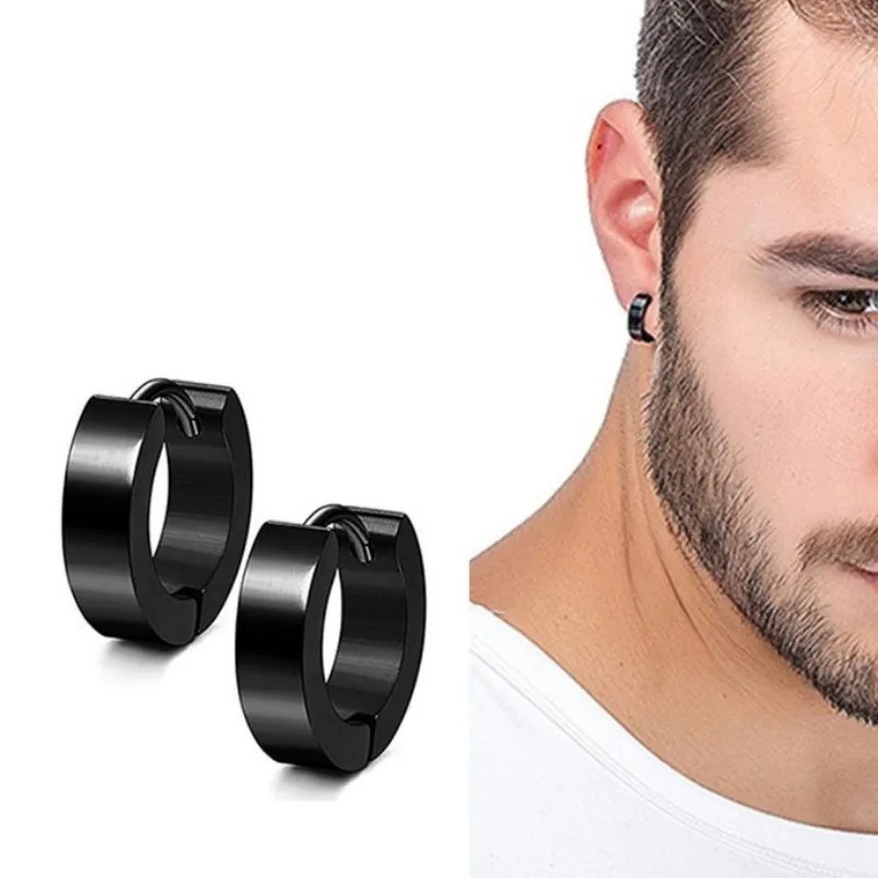 2PCS Stainless Steel Hoop Earrings for Men Women Small Huggie Hoop Ear Piercings