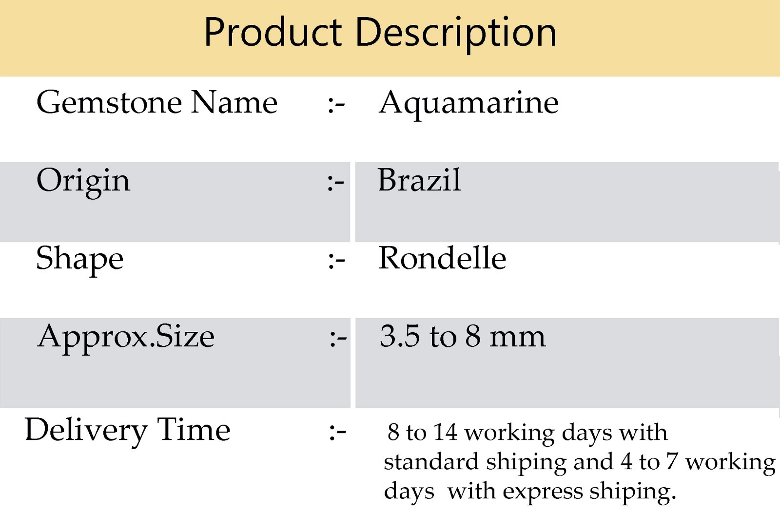 Brazilian Aquamarine 3.5-8 mm Faceted Roundelle Beads 16″ Gemstone Necklace