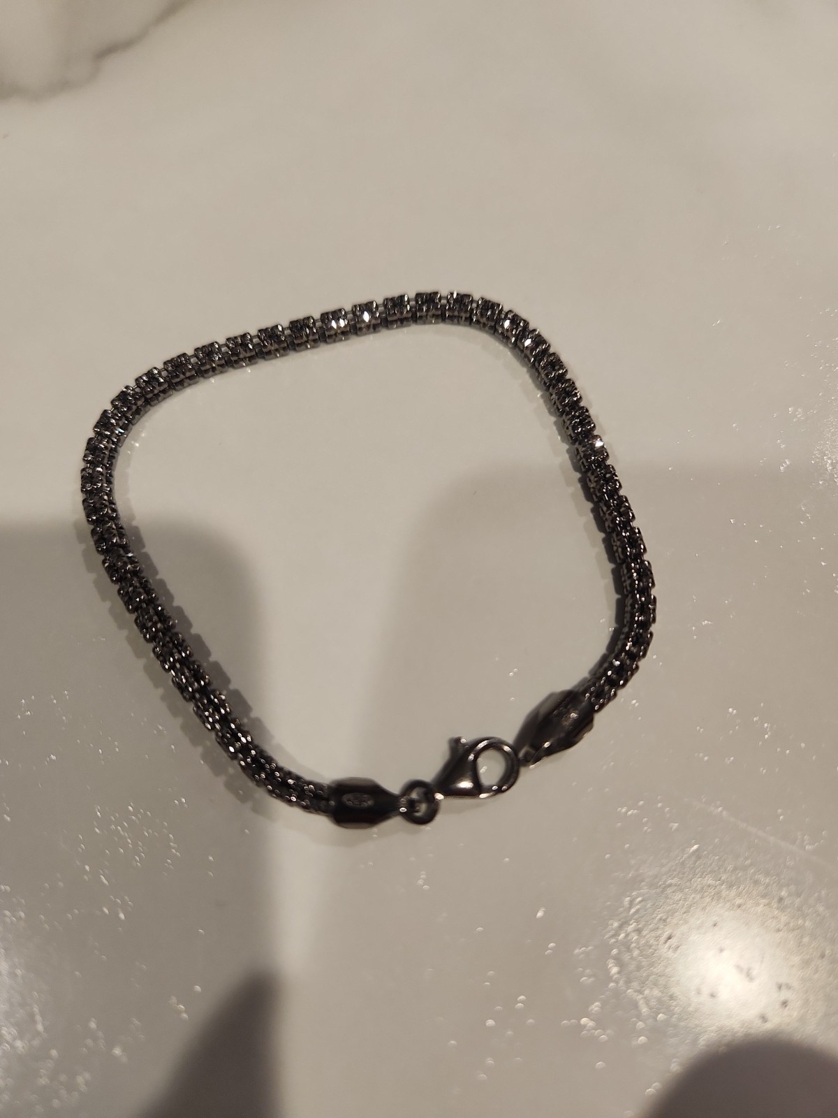 925 Italy Sterling Silver Black Ice Barrel Link Bracelet 8″ Men’s Women’s 3mm