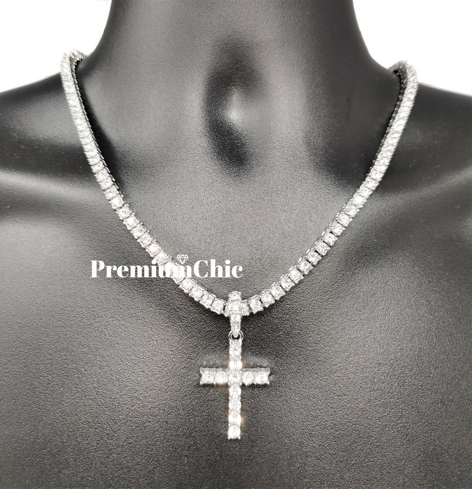 Jesus Cross ANKH Last Supper Pendant Tennis Chain Necklace Men Plated CZ Jewelry