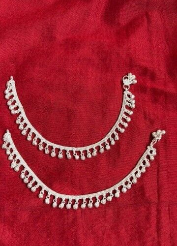 Tribal ethnic silver India payal bells anklet chain Boho ankle bracelet bells