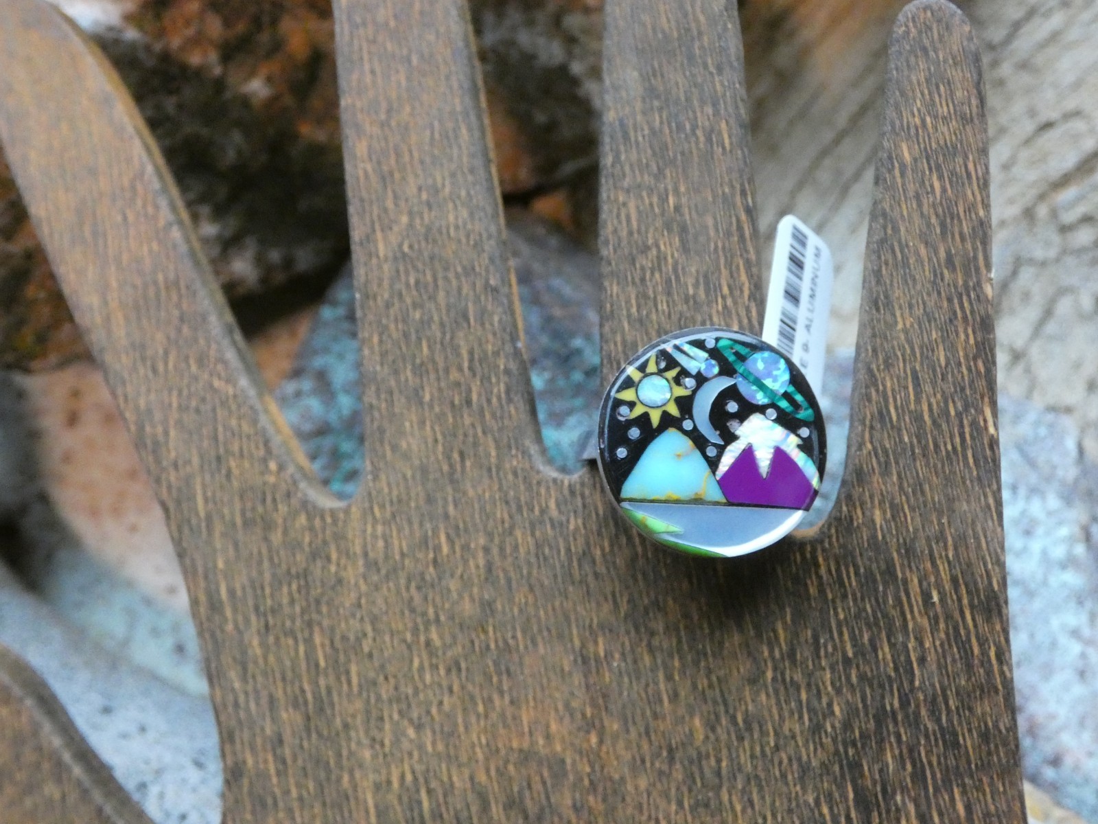 Mountian Tops Galaxy Gemstone Aluminum Sterling Silver Alloy Size 9 Ring AR91