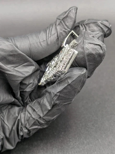Customized Name 2.10Ct Round Cut Moissanite Pendant 14K White Gold Plated
