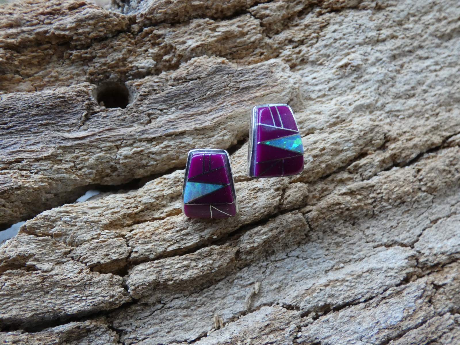 Purple Sugilite Opal Sterling Silver 925 Gemstone Stud Post Earrings NEW AR99