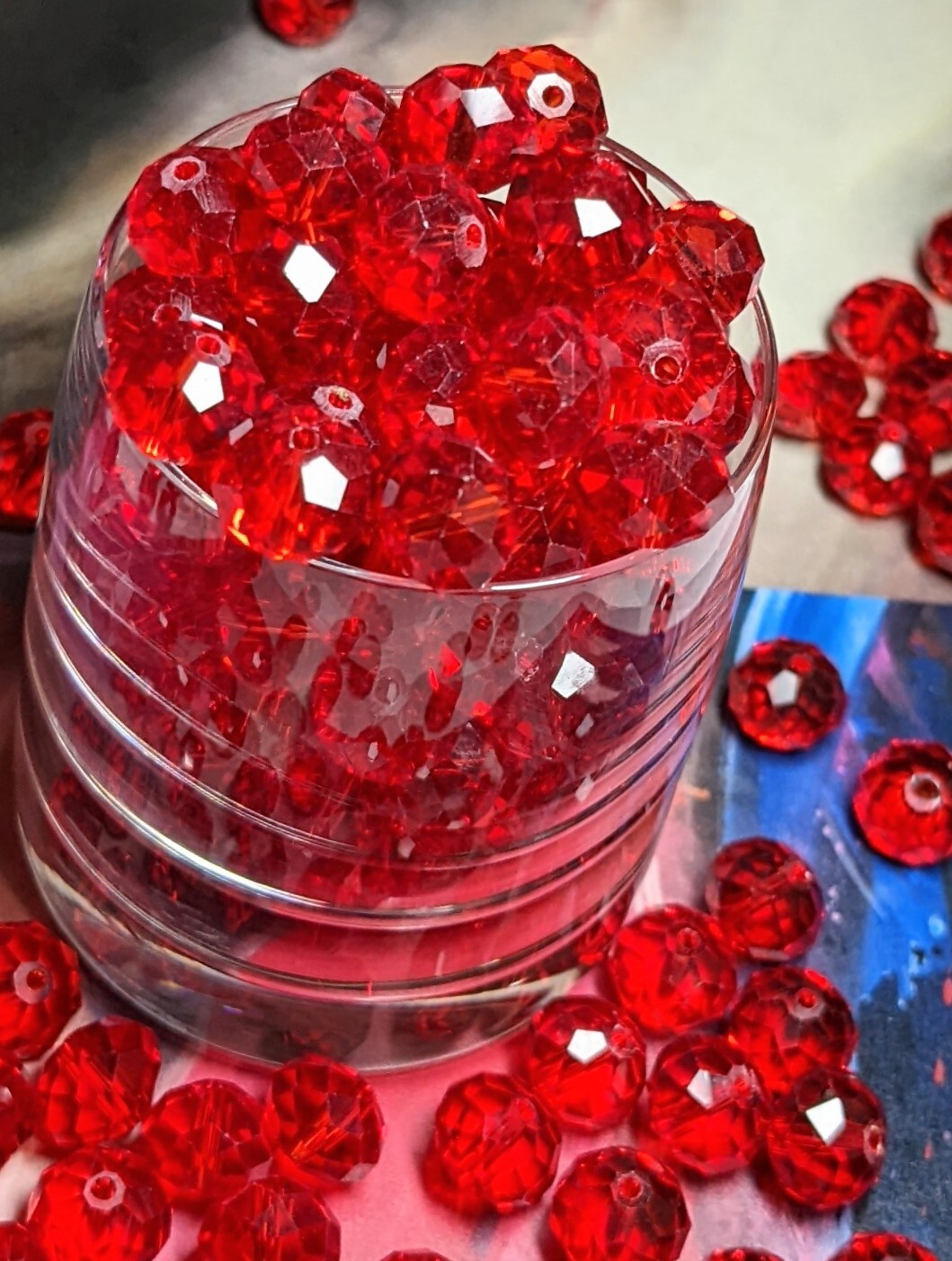 Crystal Beads 8mm Beads for Jewelry Making Bulk 180 pcs Red Roundelle