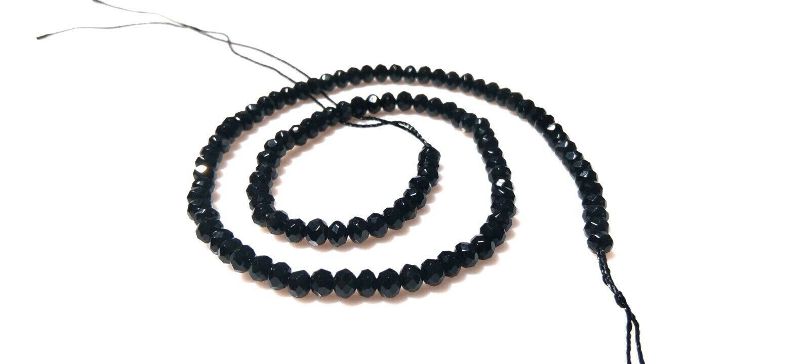 Black Onyx Rondelle Faceted 4×4.5mm Loose Gemstone Beads 18″Inch 1 Necklace