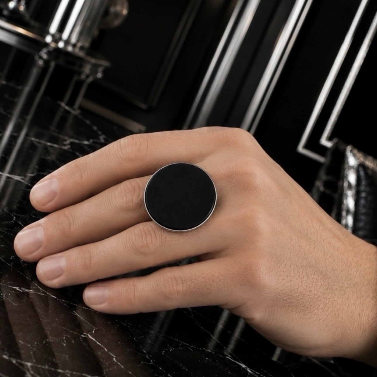 8 8.5 9 Handmade Ring Black Onyx Gem Solid 925 Sterling Silver Gemstone Fine Art