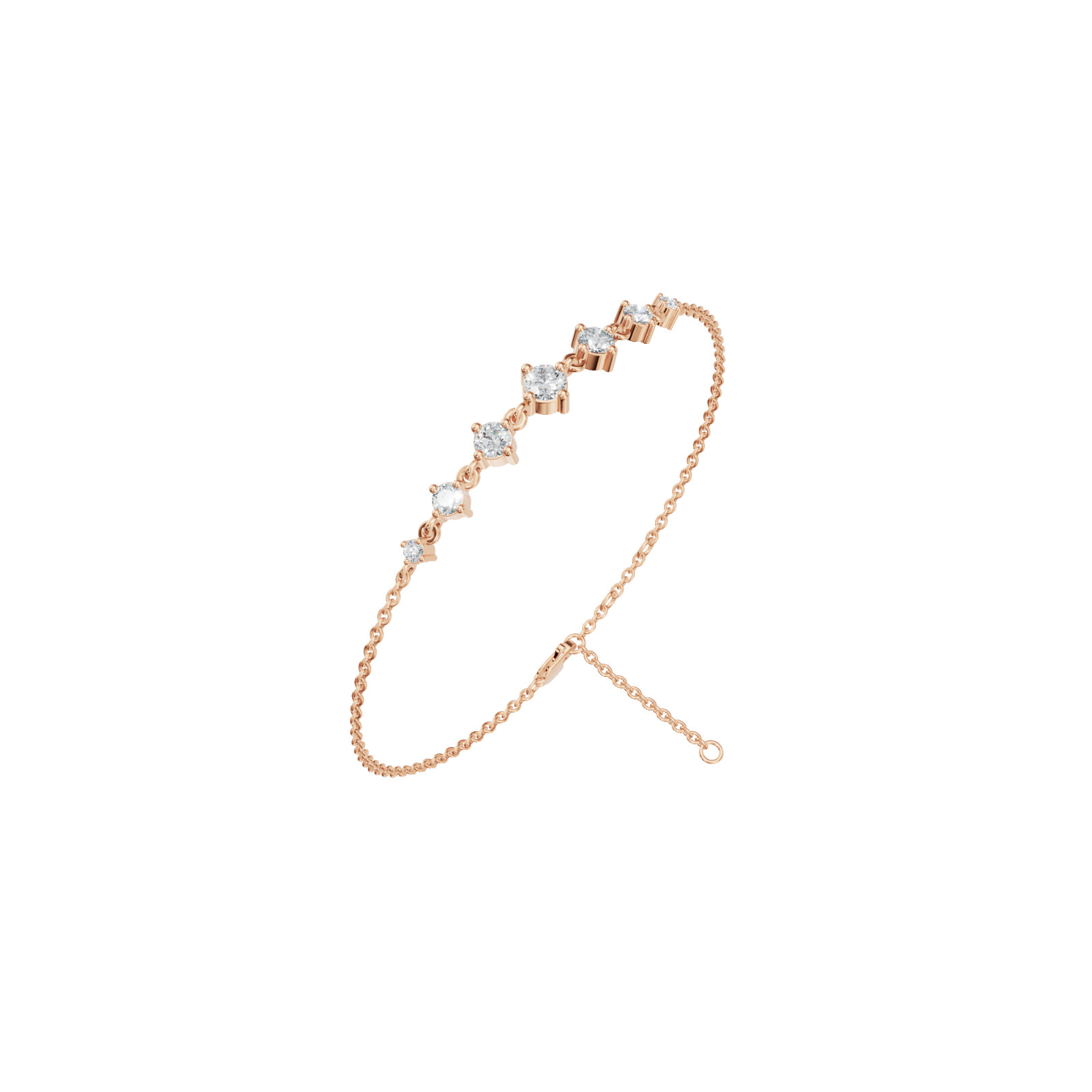 1.00 CT Luna Cascade Round Lab Grown Diamond Minimalist Dainty Chain Bracelet