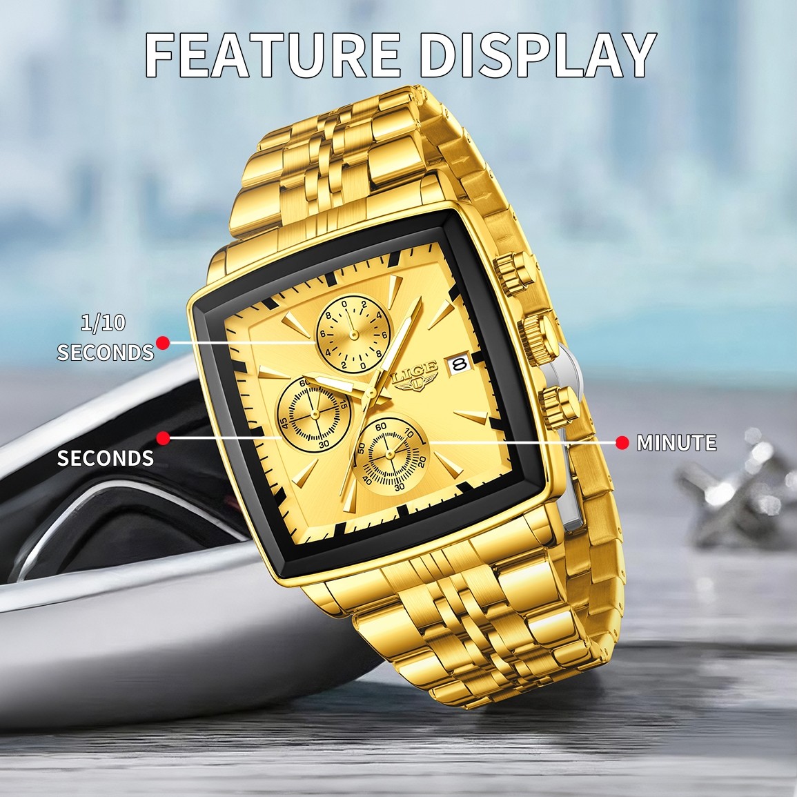 Men Business Watch Stainless Steel Quartz Date Luminous Chronograph Man Watch